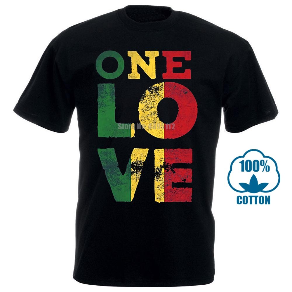 One Love Bob Marley Rasta Reggae Tee-Shirt Retro Gothic T Shirt Emo Punk Fashionable Tops Japanese T Shirts Hippie Goth Tshirts