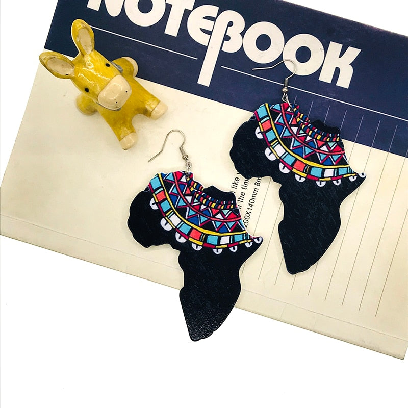 Vintage Afro Wood Earrings