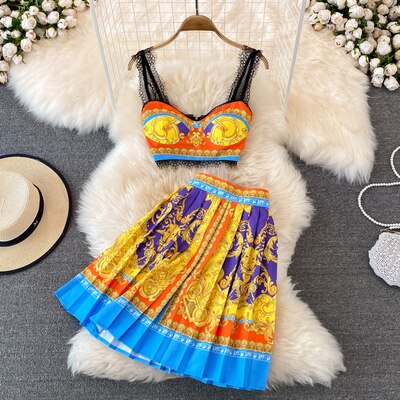 Boho 2 Piece Bralet and Skirt Set