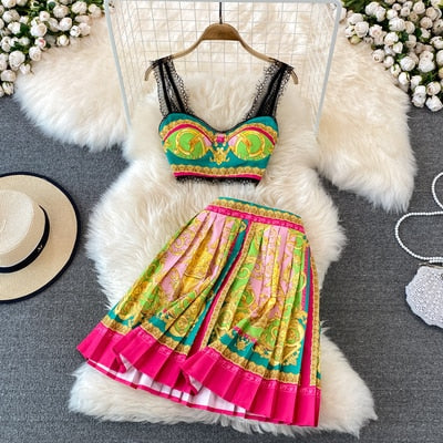 Boho 2 Piece Bralet and Skirt Set