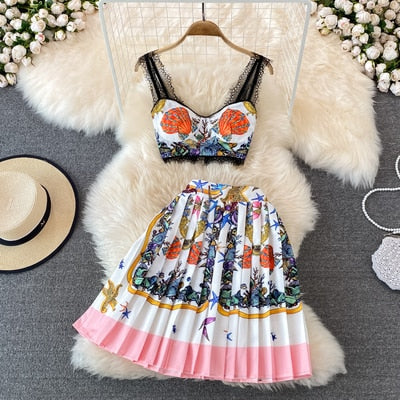 Boho 2 Piece Bralet and Skirt Set