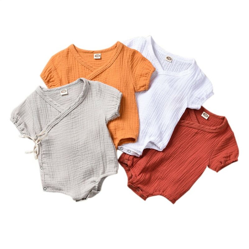 0-18M Kids Summer Short Sleeve Plain Romper