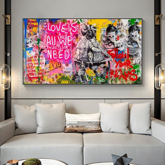 Banksy Art Love is All We Need Canvas