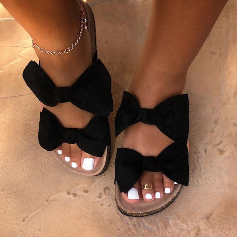 Summer Sandals Women Shoes Fashion Leopard Bowknot Ladies Slides Open Toe Casual Female Shoes Woman Comfort Flip Flops 2021