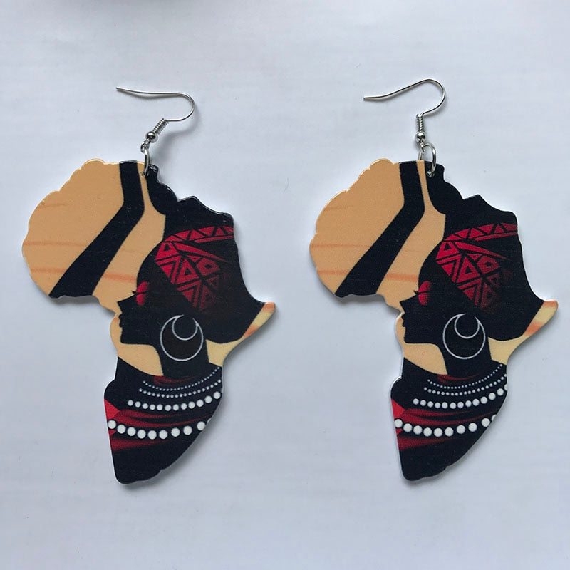 Vintage Afro Wood Earrings