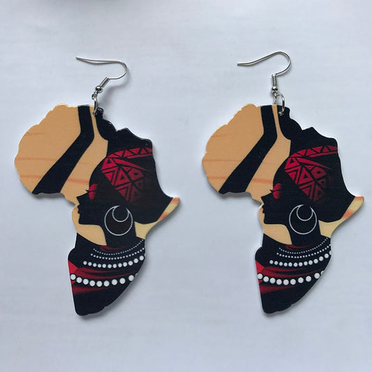Vintage Afro Wood Earrings