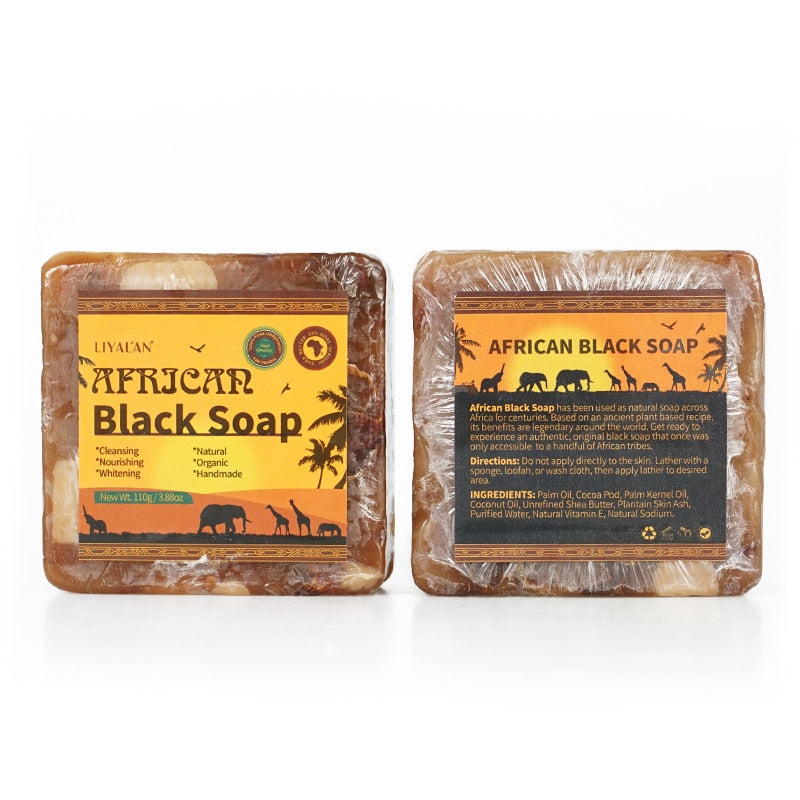 African Black Soap Handmade Organic Shea Butter Anti Rebelles Face Treatment Acne Moisturizing SkinCare Beauty Body Bath 110g