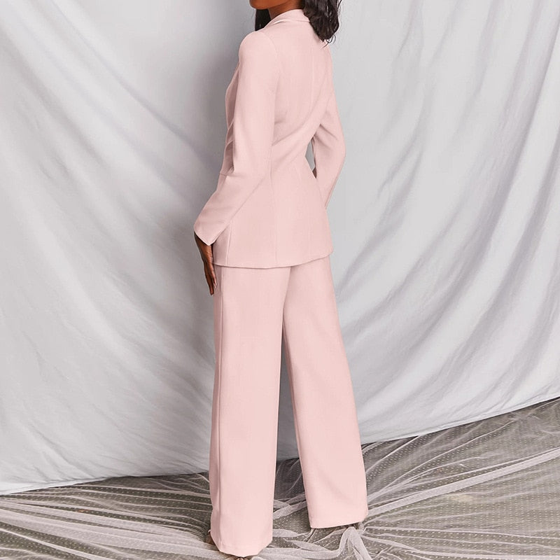 2022 Classic One-breasted Buttons Nine Blazer Pants Set Two Piece Formal Suits Office Ladies women pantsuit Red Pink Business