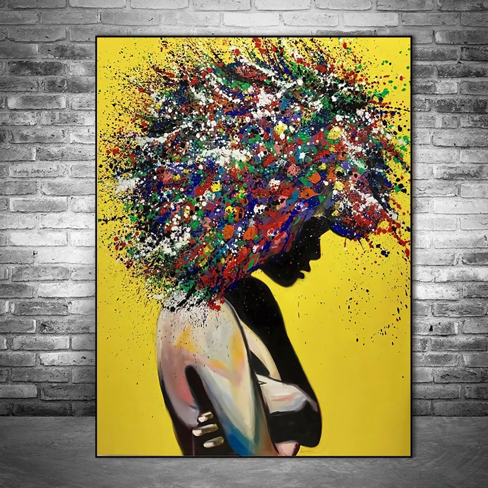 Abstract African Girl Wall Art Canvas