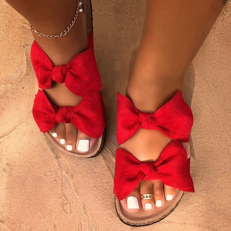 Summer Sandals Women Shoes Fashion Leopard Bowknot Ladies Slides Open Toe Casual Female Shoes Woman Comfort Flip Flops 2021