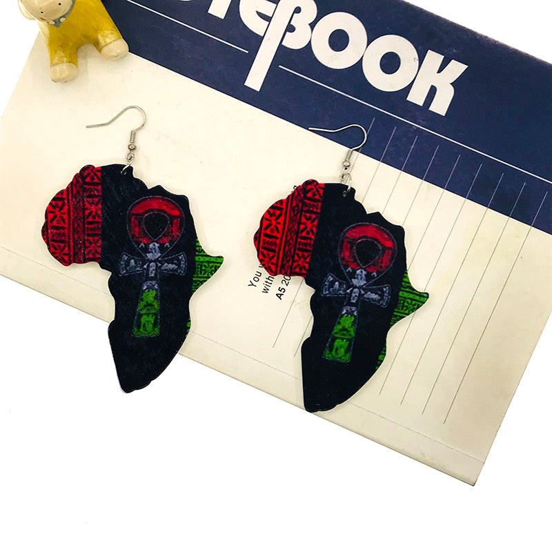 Vintage Afro Wood Earrings