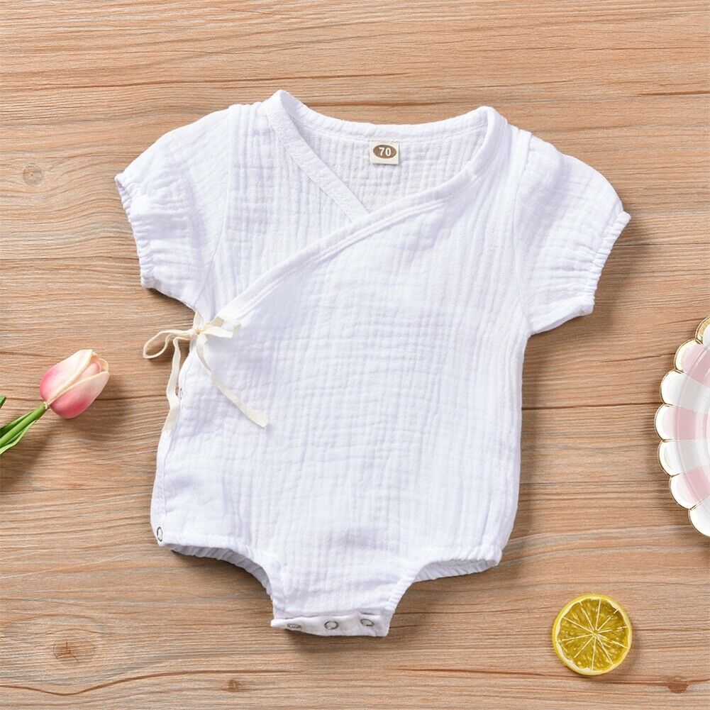 0-18M Kids Summer Short Sleeve Plain Romper