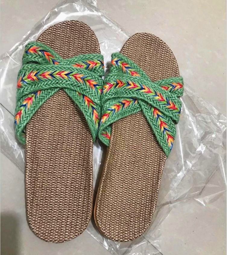 Breathable Unisex Indoor Flax Slippers