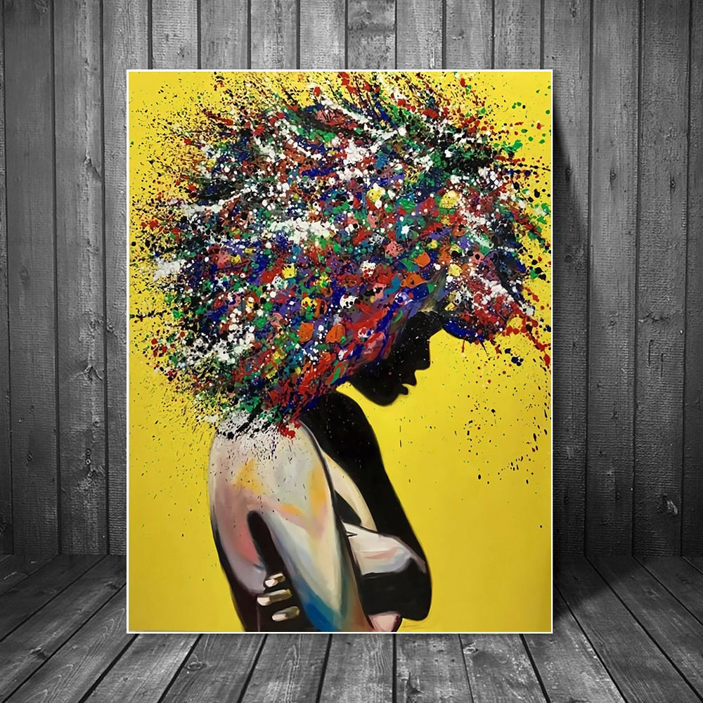 Abstract African Girl Wall Art Canvas
