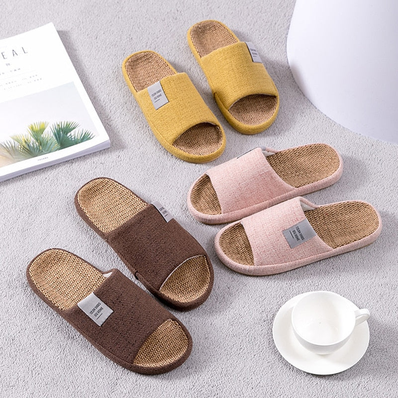 Breathable Unisex Indoor Flax Slippers