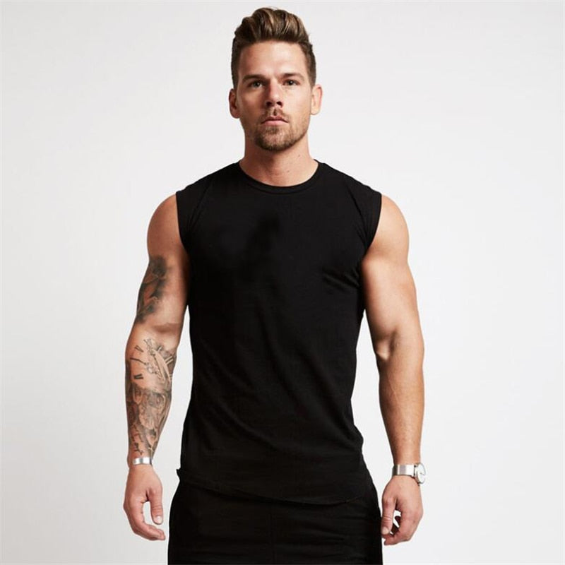 2021 Summer Newest Brand Mens Curved Hem Solid Color Gyms Stringers Vest Bodybuilding Clothing Fitness Man Tanks Tops