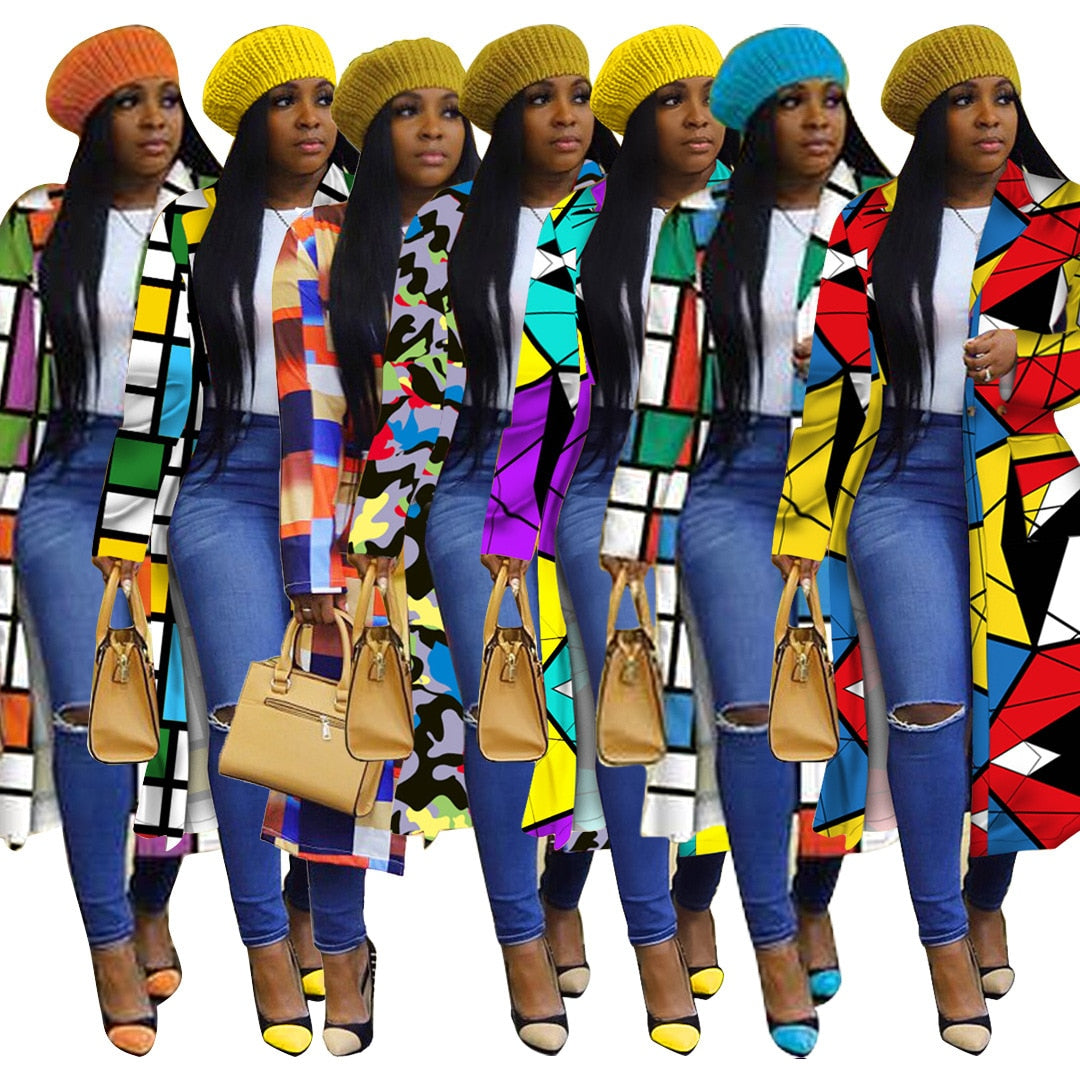 Colored Print Block Coat