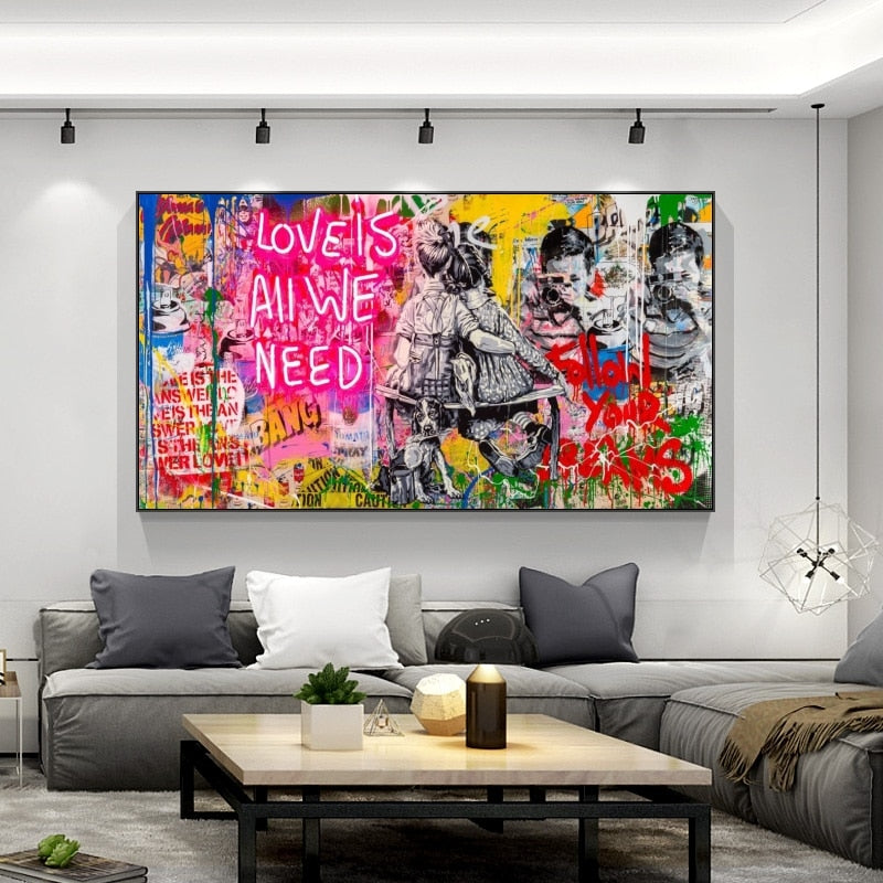 Banksy Art Love is All We Need Canvas
