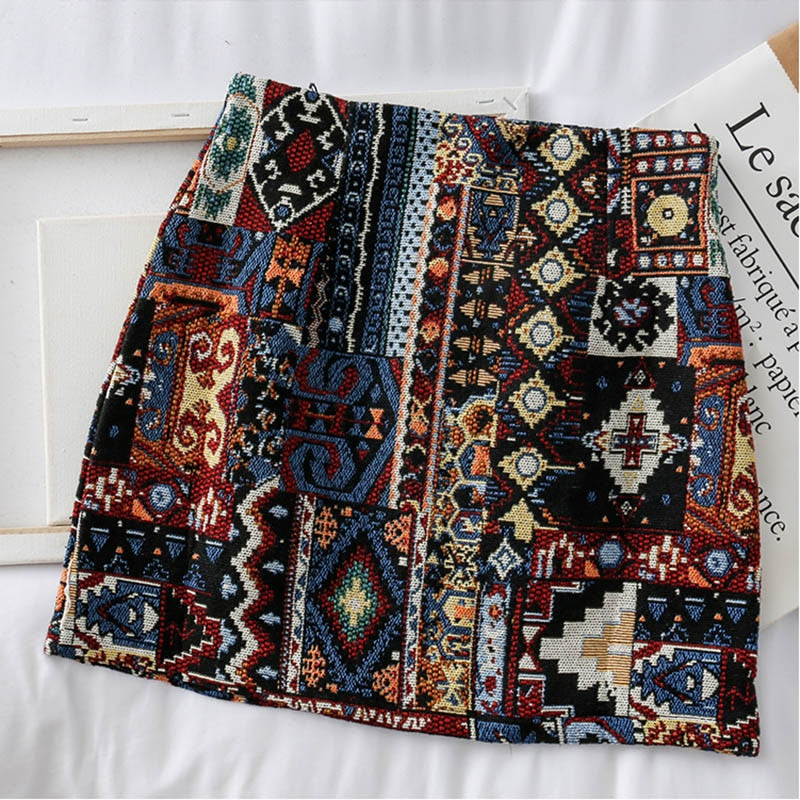 Patchwork Vintage Mini Skirt