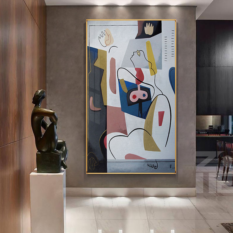 Abstract Lady Line Drawing Canvas