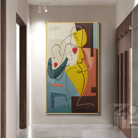 Abstract Lady Line Drawing Canvas
