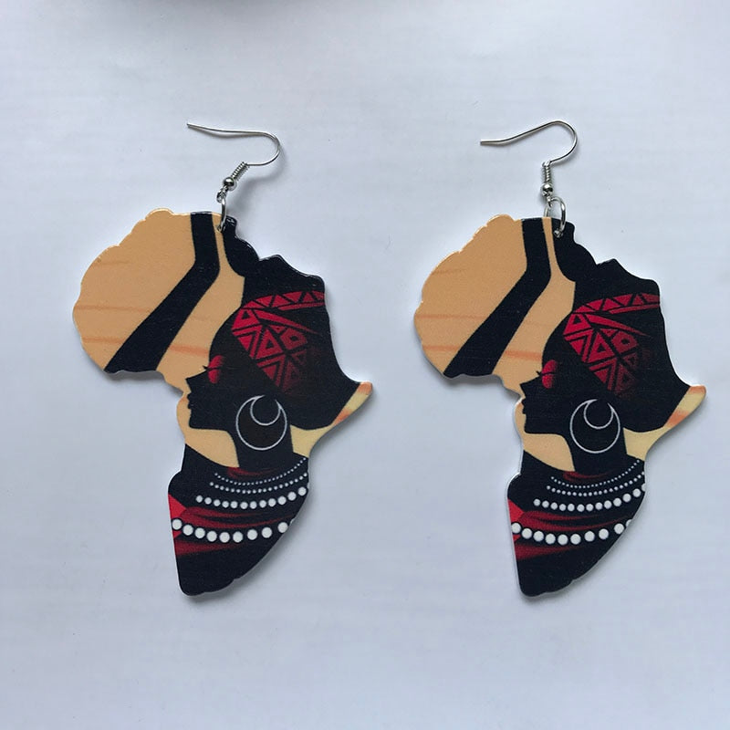 Vintage Afro Wood Earrings