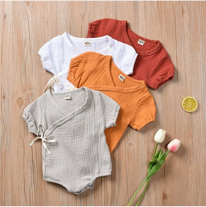 0-18M Kids Summer Short Sleeve Plain Romper