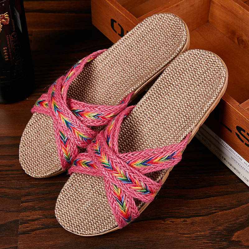 Breathable Unisex Indoor Flax Slippers
