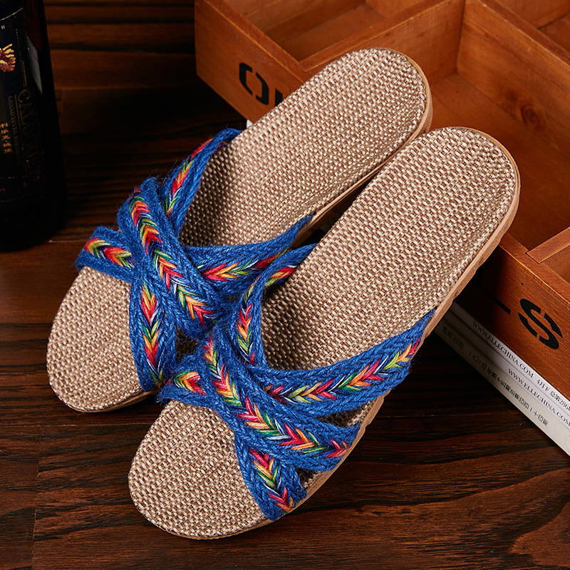 Breathable Unisex Indoor Flax Slippers
