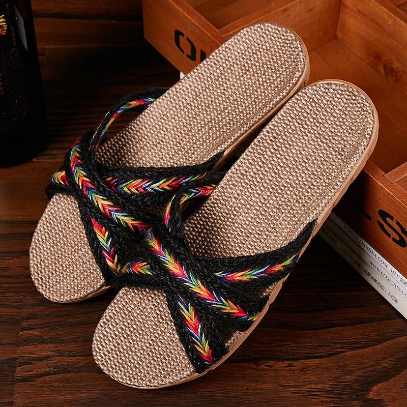 Breathable Unisex Indoor Flax Slippers