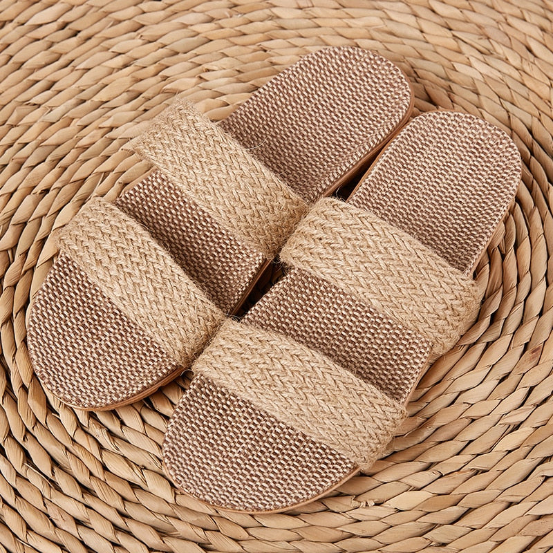 Breathable Unisex Indoor Flax Slippers