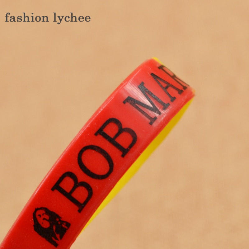 fashion lychee Unisex Style Silicone Musician BOB Marley Wristband Bracelet Bangle Causal Sports Bracelet Biker Jewellery