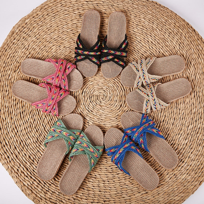 Breathable Unisex Indoor Flax Slippers