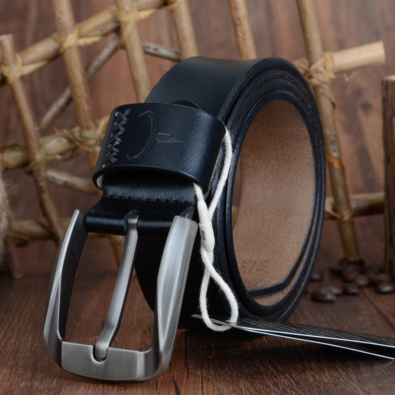 COWATHER Vintage style pin buckle cow genuine leather belts for men 130cm high quality mens belt cinturones hombre free shipping