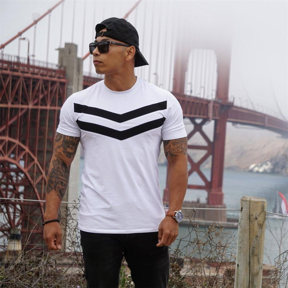 New Men T-shirt Cotton Short Sleeves black Undershirt Male Solid stripe Mens Tee Summer Brand Clothing Homme camiseta masculina