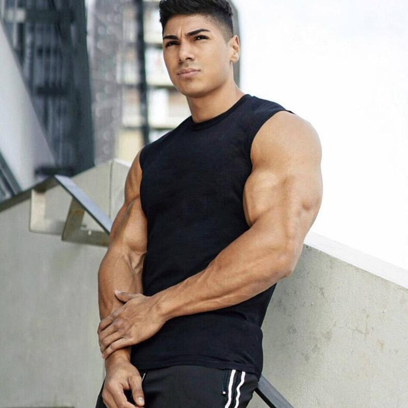 2021 Summer Newest Brand Mens Curved Hem Solid Color Gyms Stringers Vest Bodybuilding Clothing Fitness Man Tanks Tops