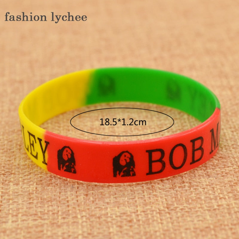 fashion lychee Unisex Style Silicone Musician BOB Marley Wristband Bracelet Bangle Causal Sports Bracelet Biker Jewellery