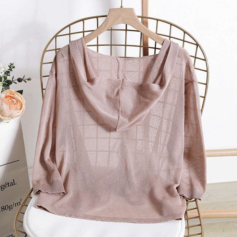 Hooded Thin Sweater Cardigan