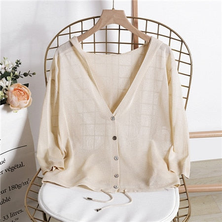 Hooded Thin Sweater Cardigan