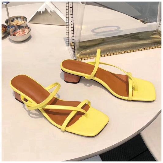 Square Toe Low Heel Sandal
