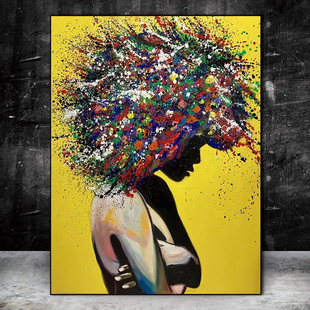 Abstract African Girl Wall Art Canvas