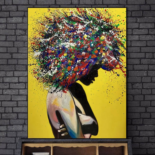 Abstract African Girl Wall Art Canvas