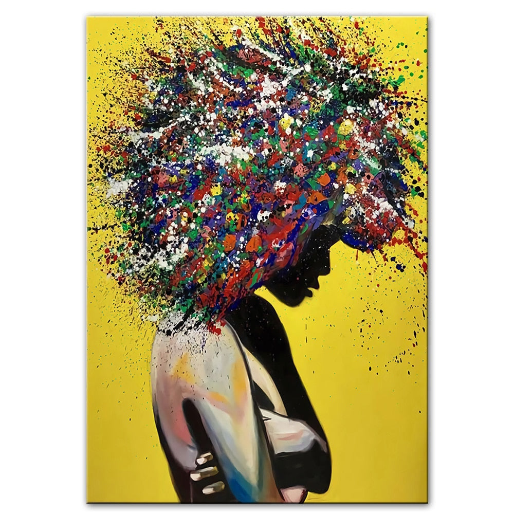 Abstract African Girl Wall Art Canvas