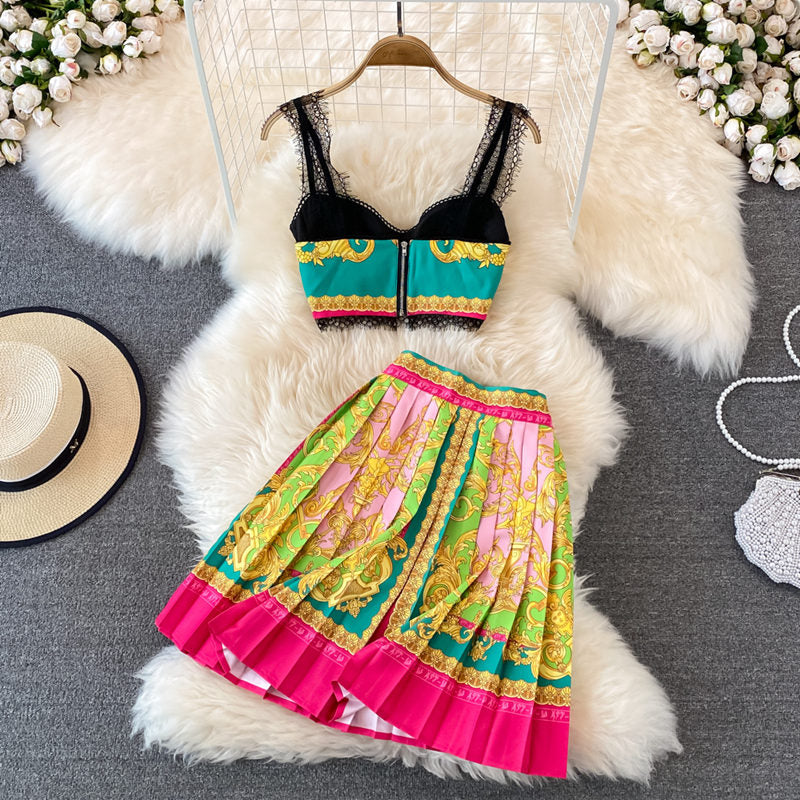 Boho 2 Piece Bralet and Skirt Set