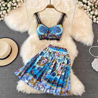 Boho 2 Piece Bralet and Skirt Set