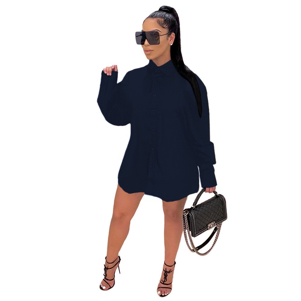 Letter Print Turn-Down Collar Button Shirt Dress Women Fall Clothes Long Sleeve Mini Dress Ladies Party Club Casual Autumn Dress