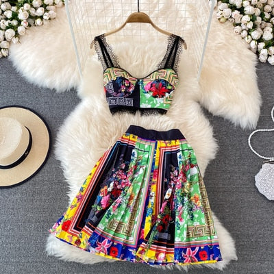 Boho 2 Piece Bralet and Skirt Set