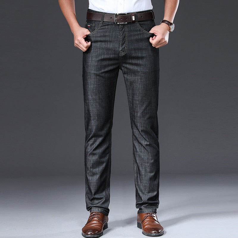 BROWON Brand 2022 Men Jeans Summer Thin Breathable Soft Mid Straight Regular Men's Jeans Trousers Vintage Mens Clothing