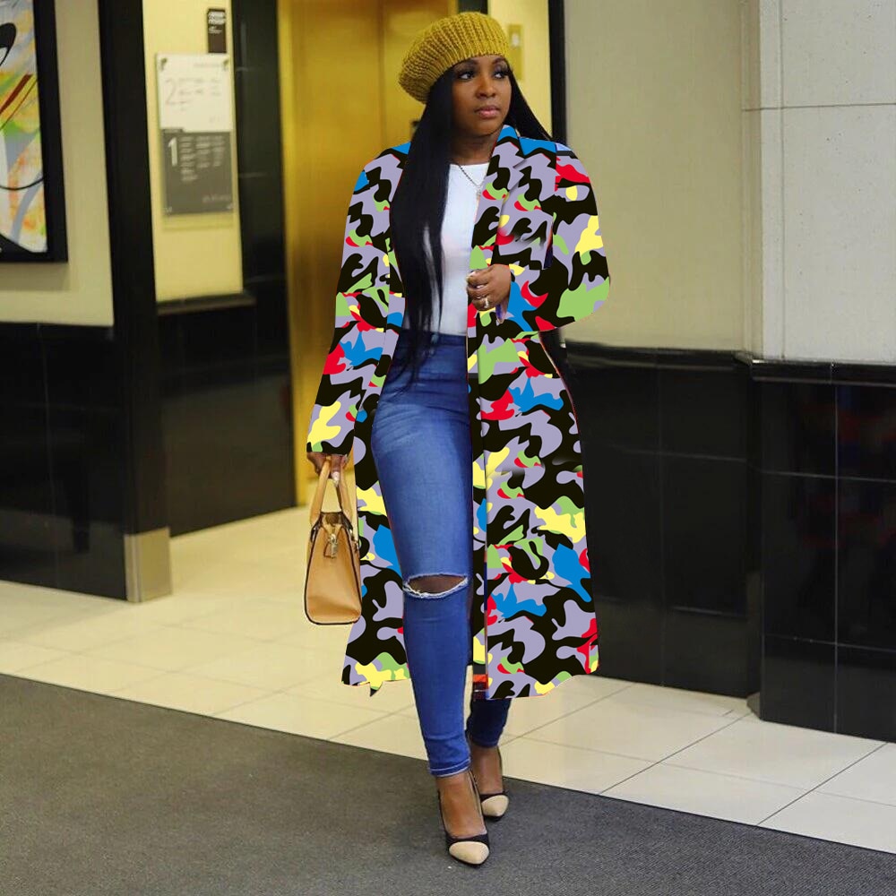 Colored Print Block Coat