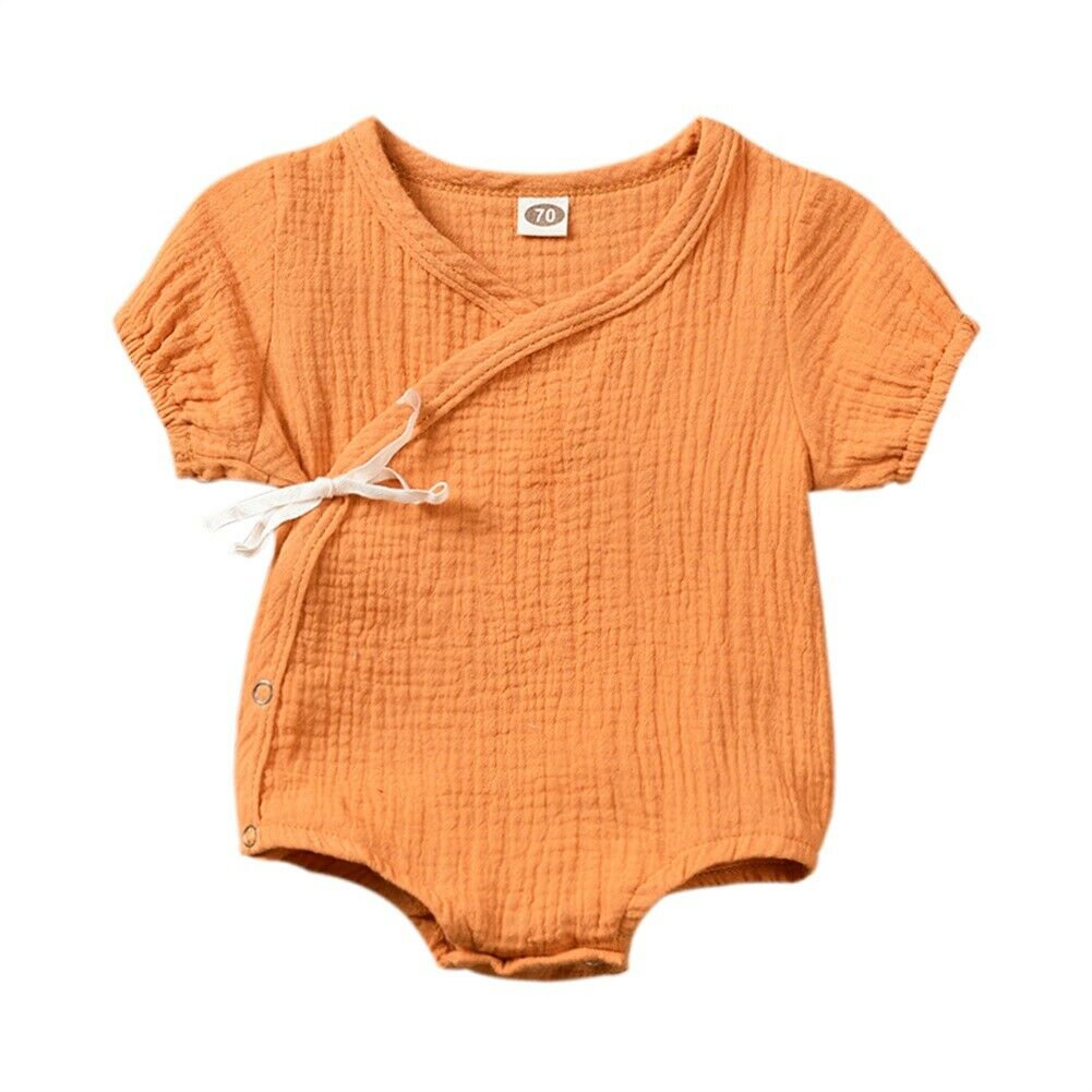0-18M Kids Summer Short Sleeve Plain Romper
